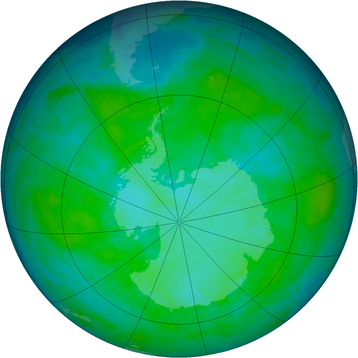 Antarctic ozone map for 26 December 1985